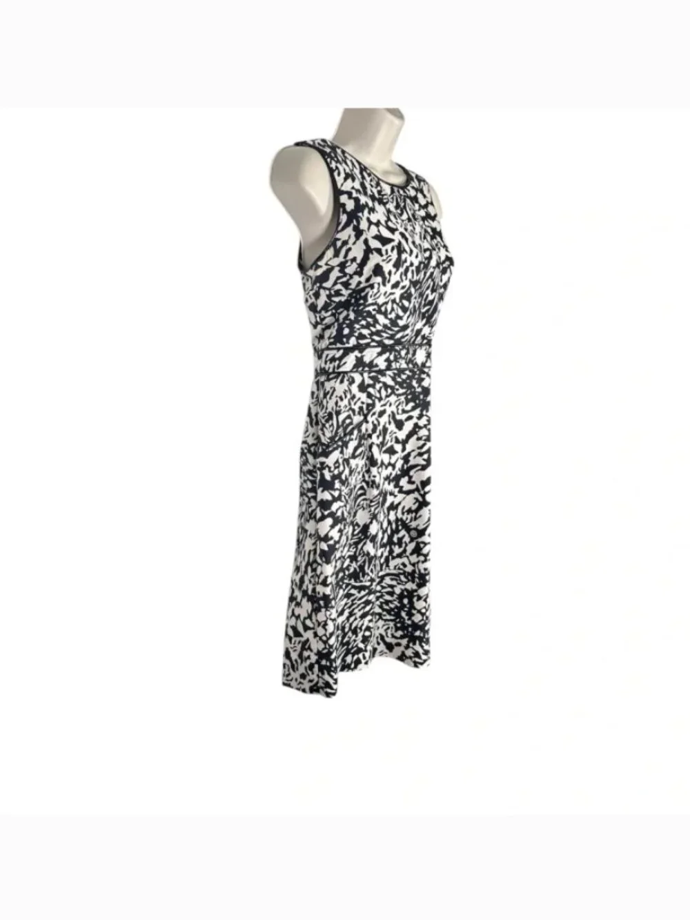 Tory Burch Black White Abstract Logo Print Sleeveless Dress Size 8